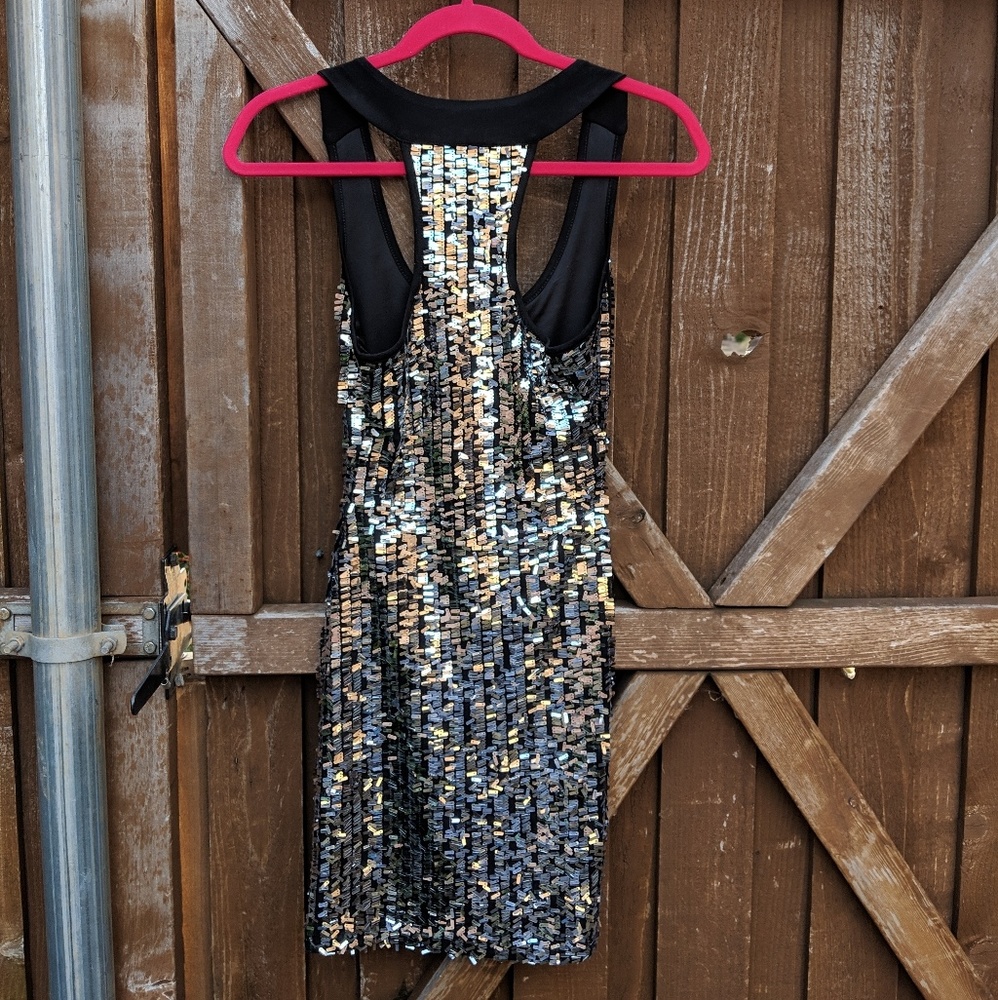 🌼Material Girl Silver Sequin Tank Top Dress Size 5 - Picture 4 of 6